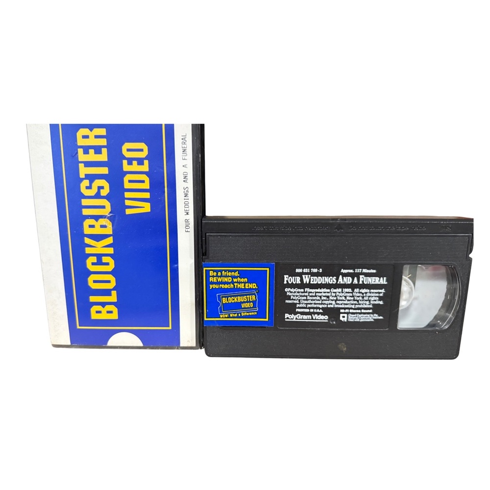 Blockbuster Video Clamshell  VHS Case, FOUR WEDDINGS AND A FUNERAL 1994 Rare